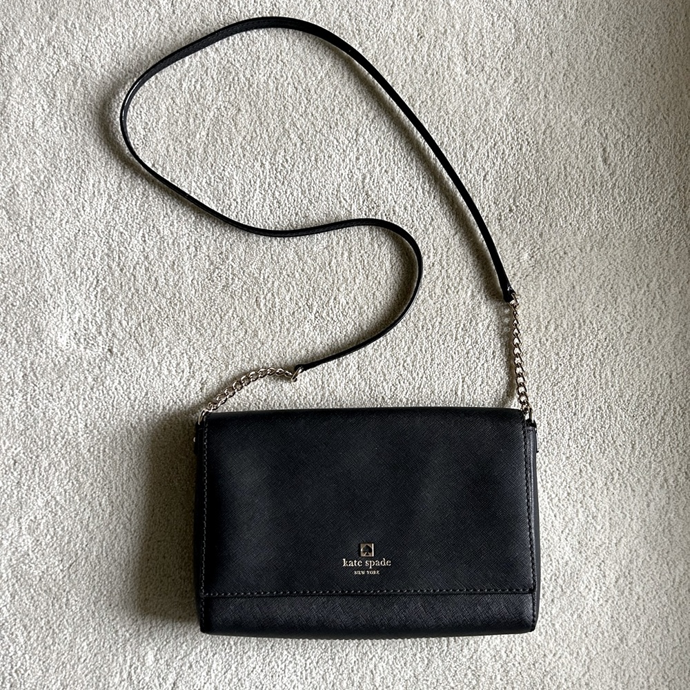 Kate Spade Crossbody or Shoulder Gold Chain Black Leather